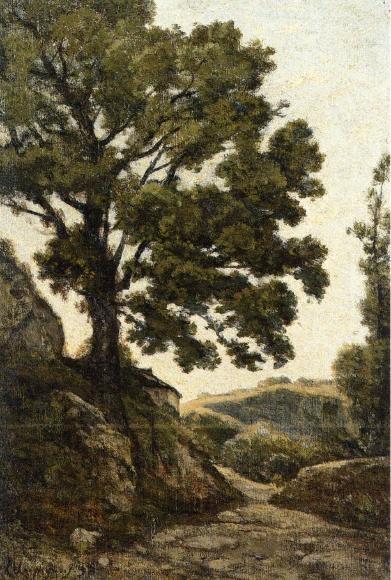 A Large Tree - Path In The Countryside — Henri-joseph Harpignies