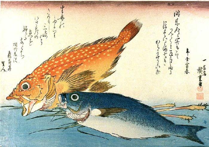 Kasago And Isaki With Ginger Roots — Ando Hiroshige