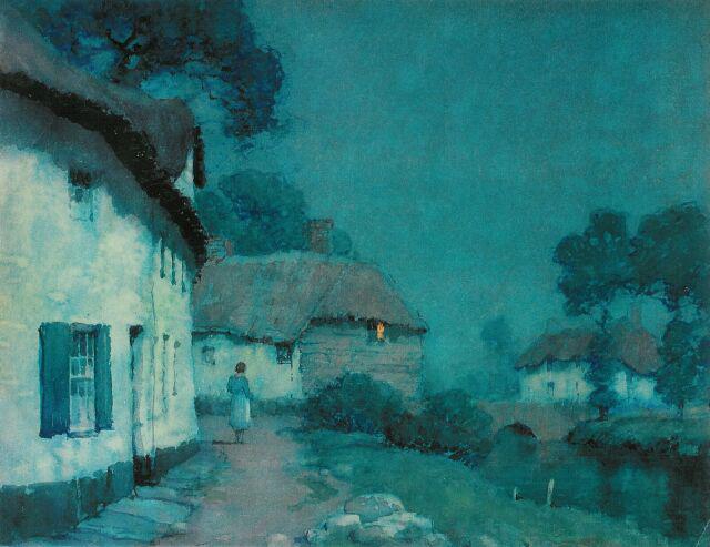 Moonlight, A Devonshire Village — Albert Moulton Foweraker