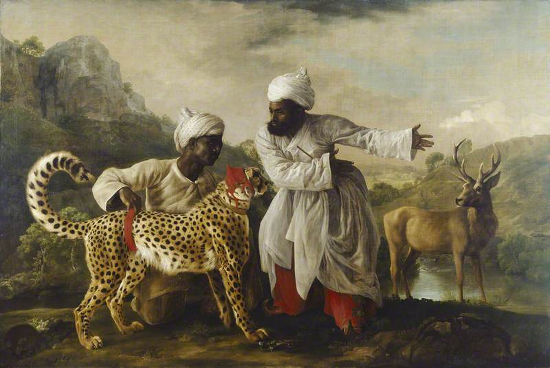 Cheetah And Stag With Two Indians — George Stubbs
