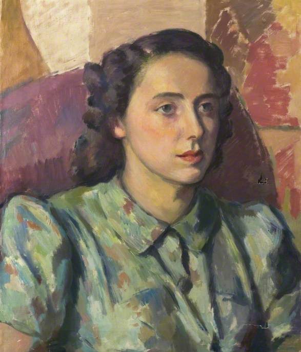 Portrait Of A Woman In A Green Blouse (possibly The Artist's Wife) — Theodor Kern