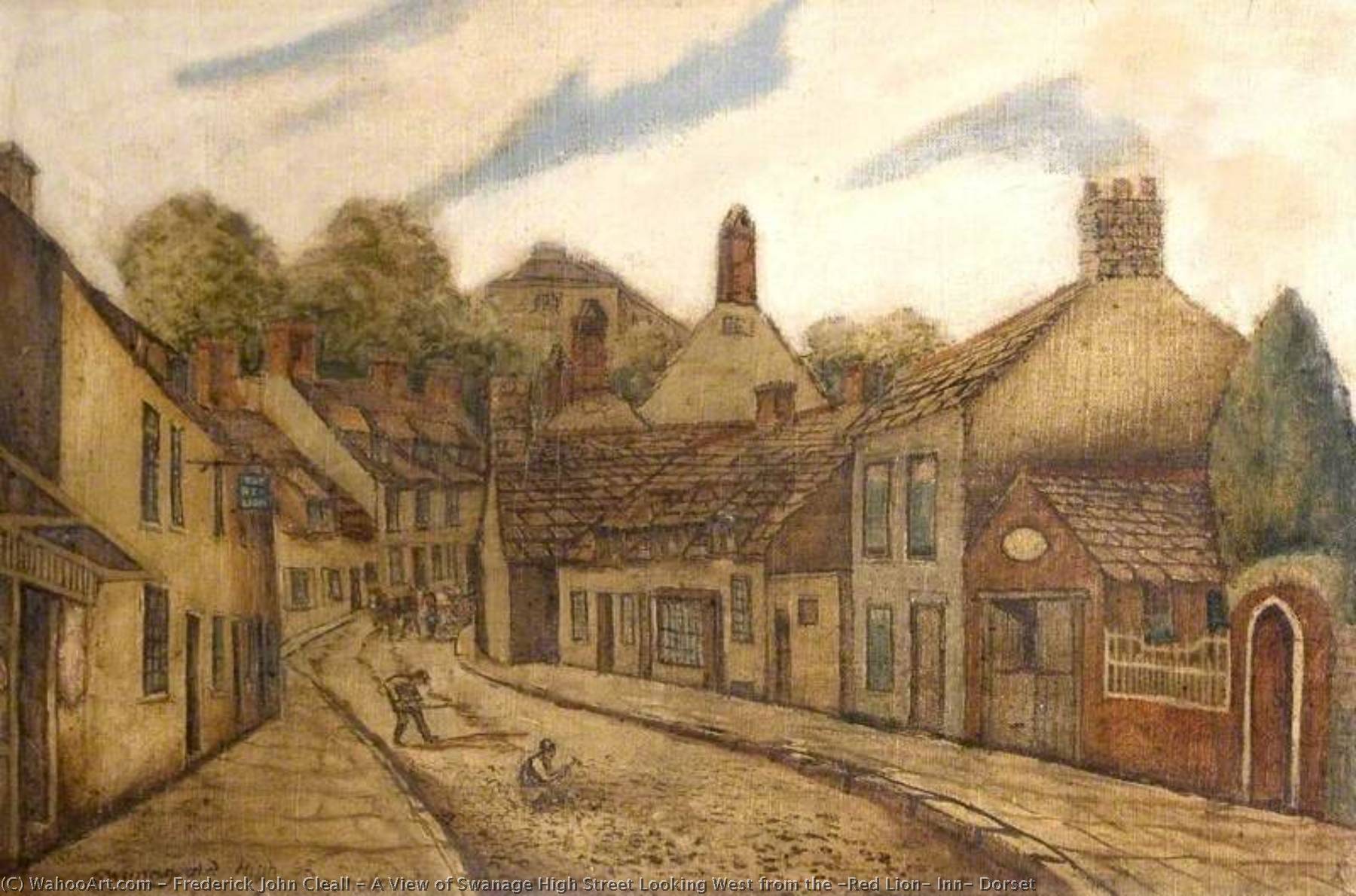 A View Of Swanage High Street Looking West From The 'red Lion' Inn, Dorset — Frederick John Cleall