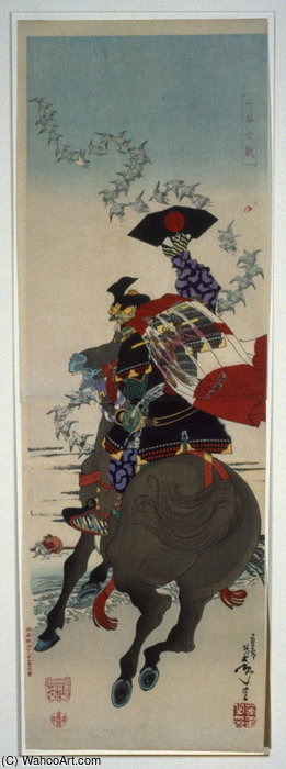 The Battle Between Kumagai Naozone And Taira No Atsumori — Tsukioka Yoshitoshi