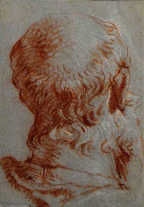 The Head Of Giulio Contarini, Seen From Behind, After Alessandro Vittoria — Giambattista Tiepolo