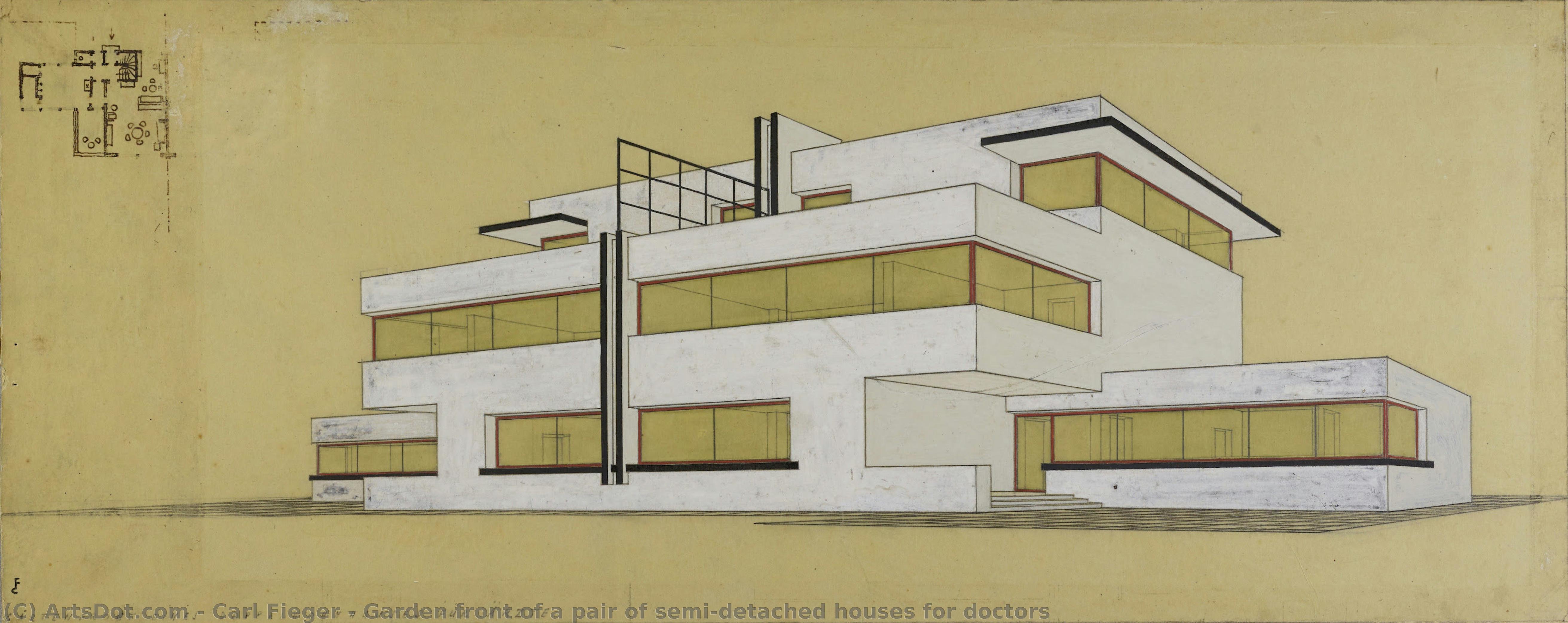 Garden Front Of A Pair Of Semi-detached Houses For Doctors — Carl Fieger