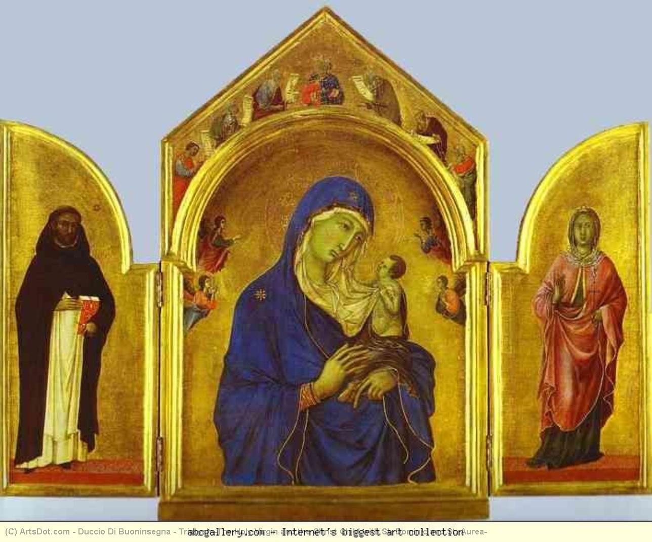 Triptych (die Heilige Jungfrau Und Das Christuskind Mit St. Dominikus Und St. Aurea) — Duccio Di Buoninsegna