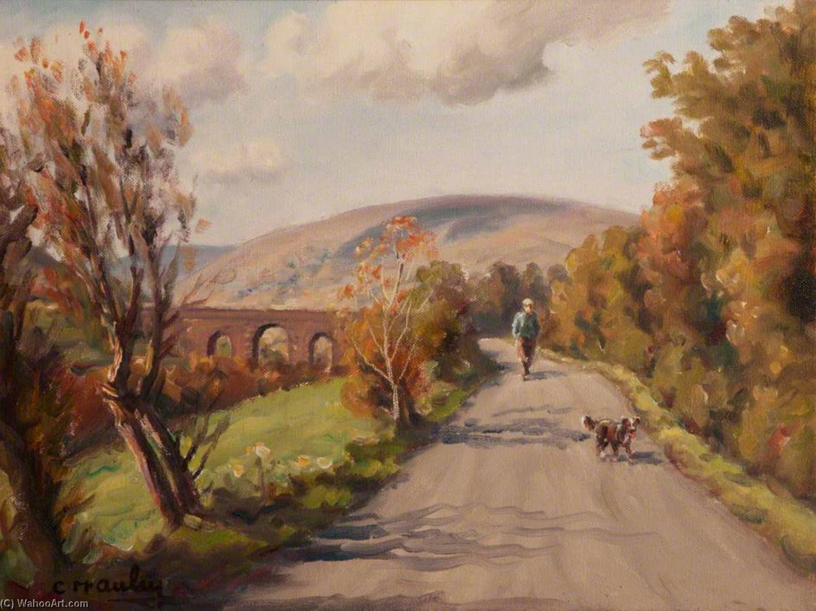 Country Road With A Man And Dog — Charles J. Mcauley