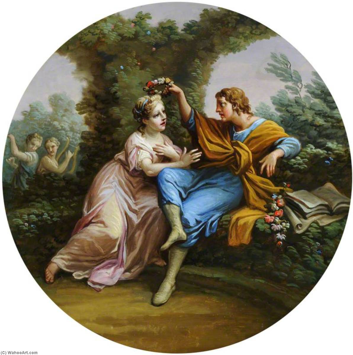 Daphnis Bestowing A Garland Of Flowers On Chloe — Antonio Zucchi