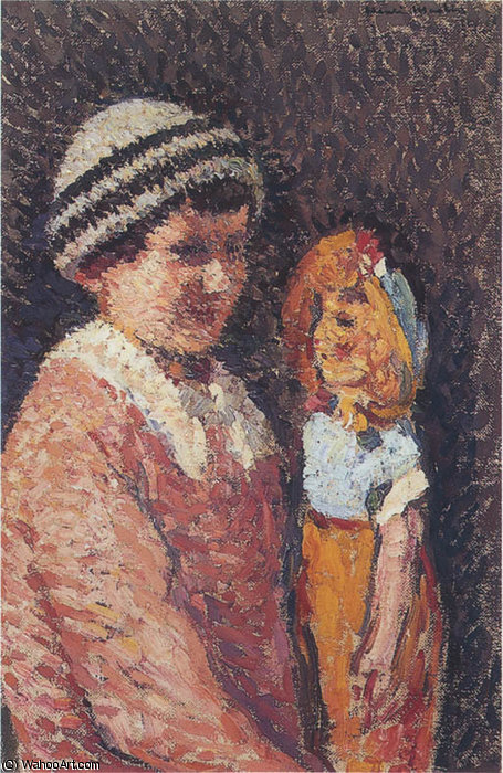 Young Girl With Doll — Henri Jean Guillaume Martin