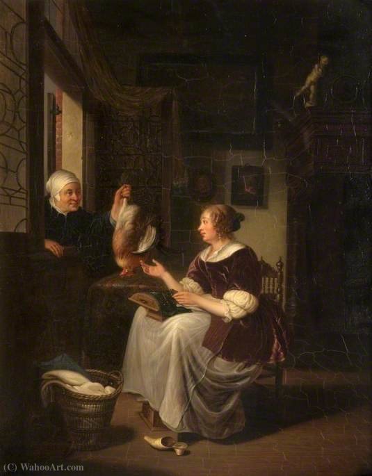 A Young Woman Rejecting The Offer Of A Dead Fowl — Pieter Cornelisz. Van Slingelandt