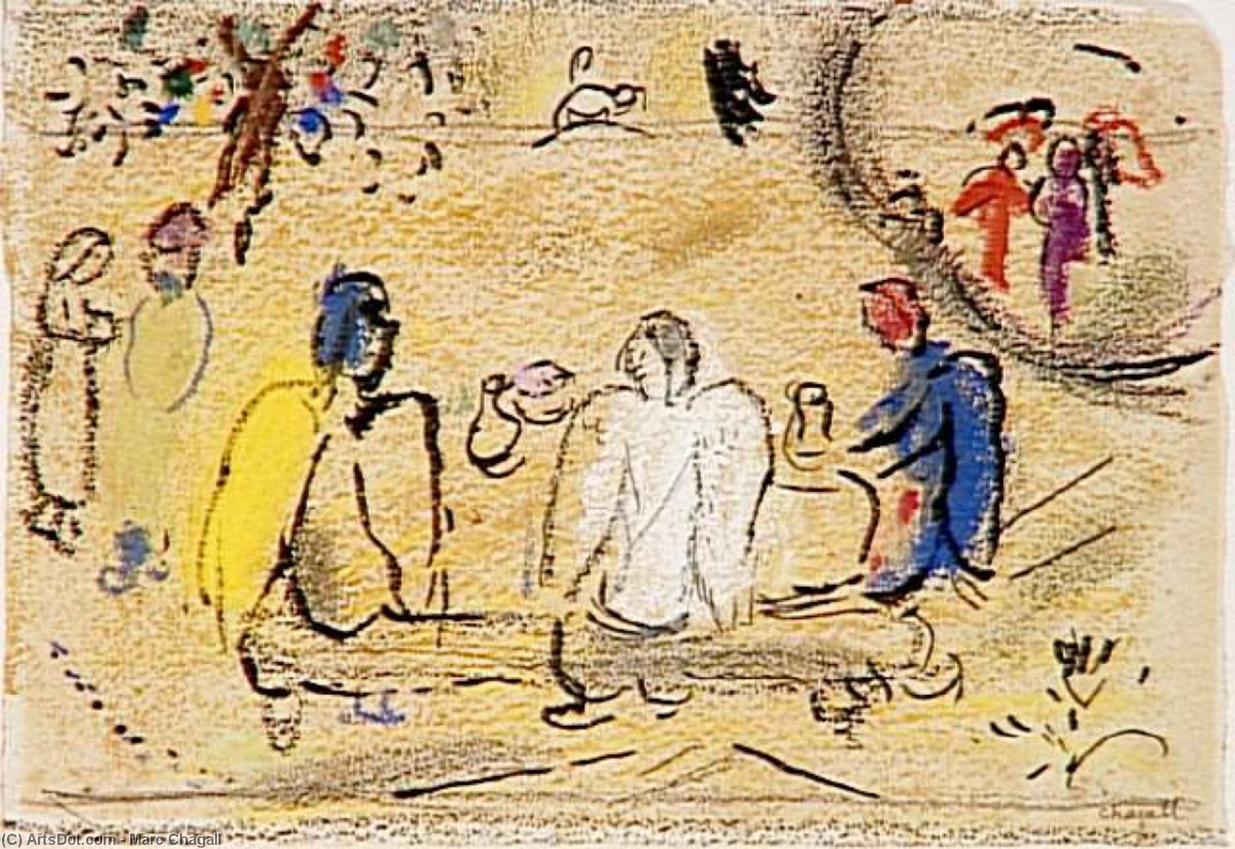 Abraham And Three Angels — Marc Chagall
