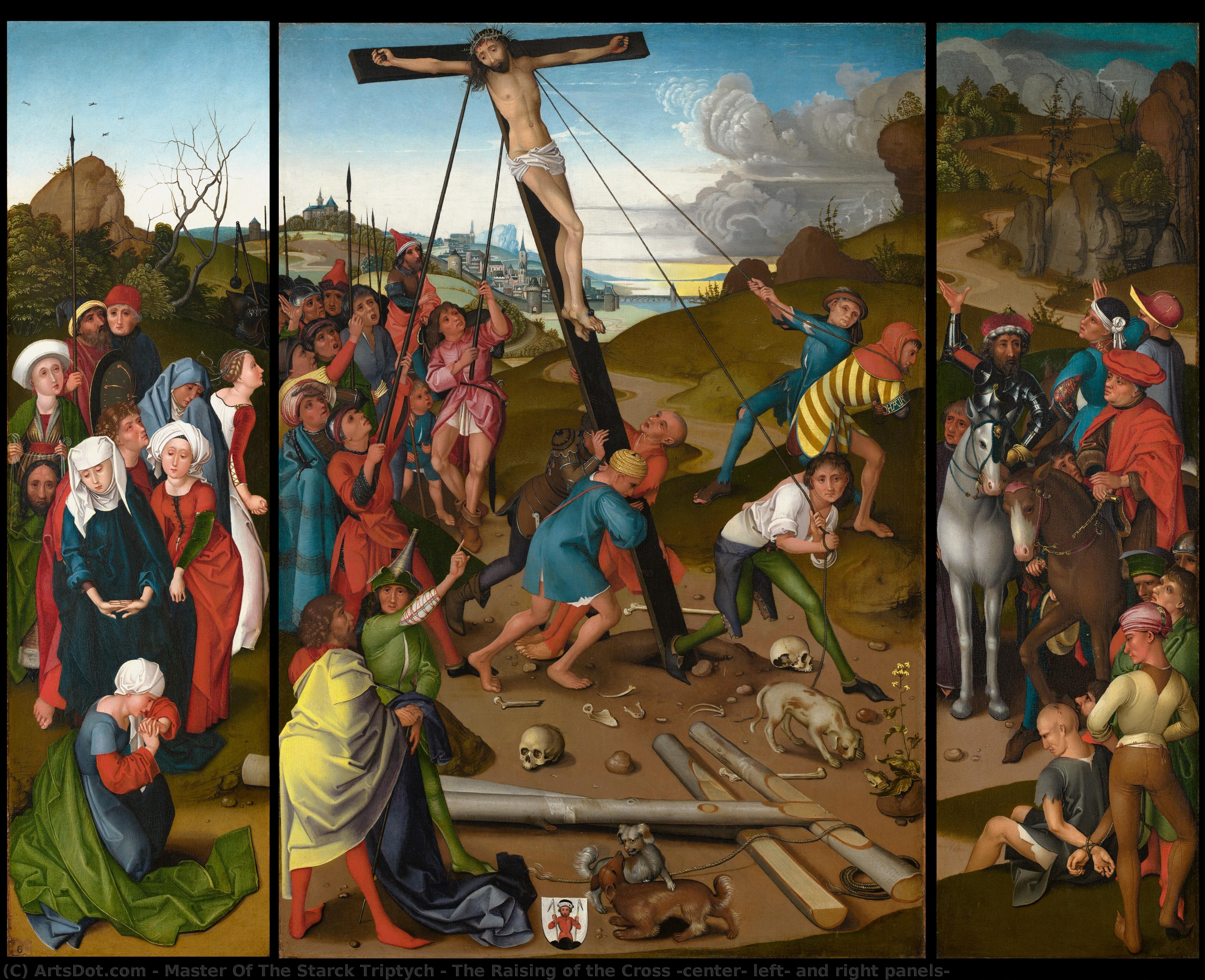The Raising Of The Cross [center, Left, And Right Panels] — Master Of The Starck Triptych