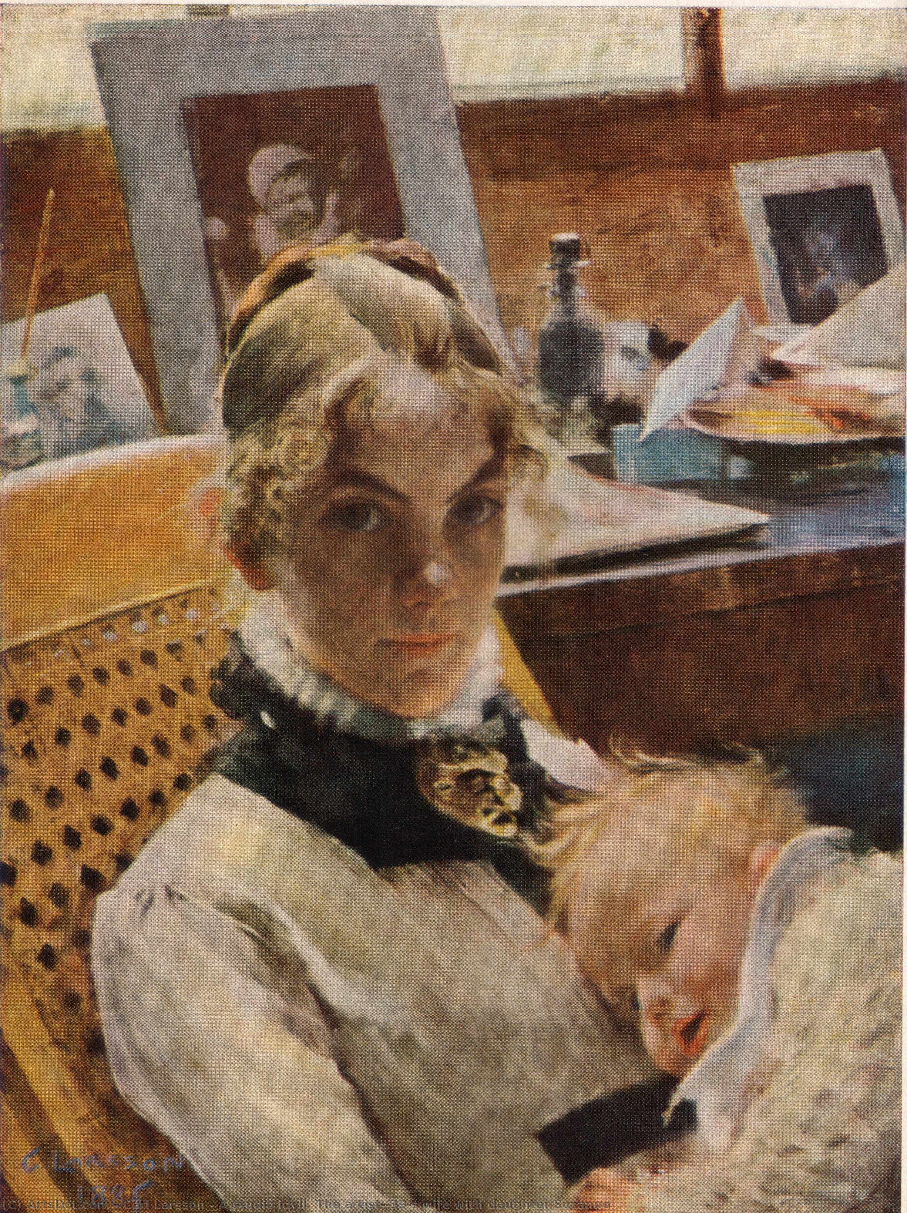 A Studio Idyll. The Artist's Wife With Daughter Suzanne — Карл Лароссон