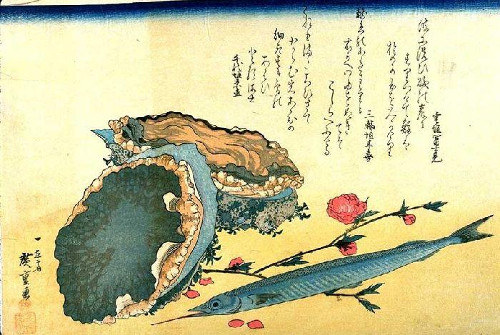 Abalone, Halfbeak And Peach Blossom — Андро Хиросиге
