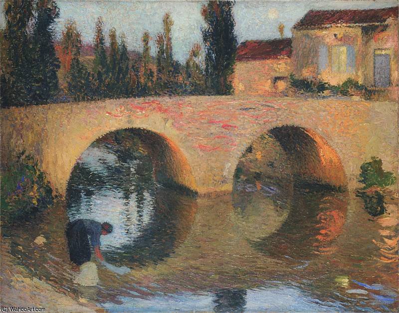 Woman Washing Clothes In River — Henri Jean Guillaume Martin