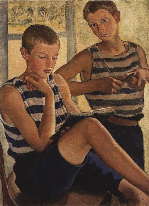 Boys In Sailor's Striped Vests — Zinaida Serebriakova