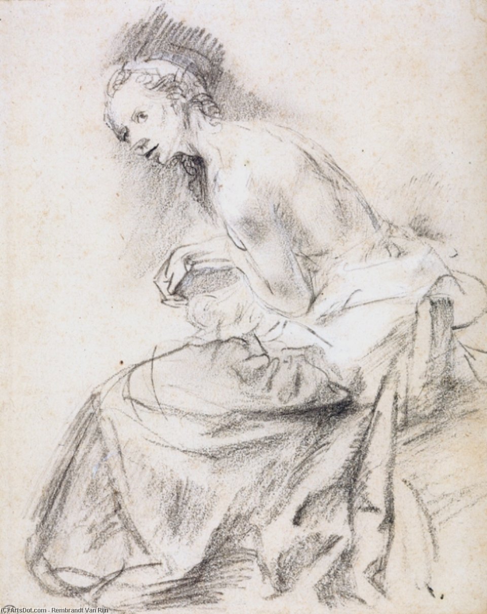 Eine Sitzende Weibliche Nacktheit Als Susanna — Rembrandt Van Rijn
