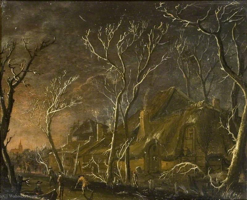A Winter Scene At Night — Salomon Rombouts