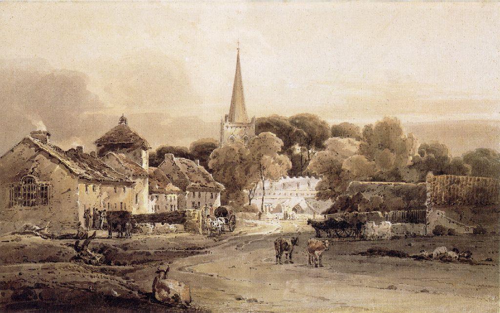Village Street And Church Spire — Thomas Girtin