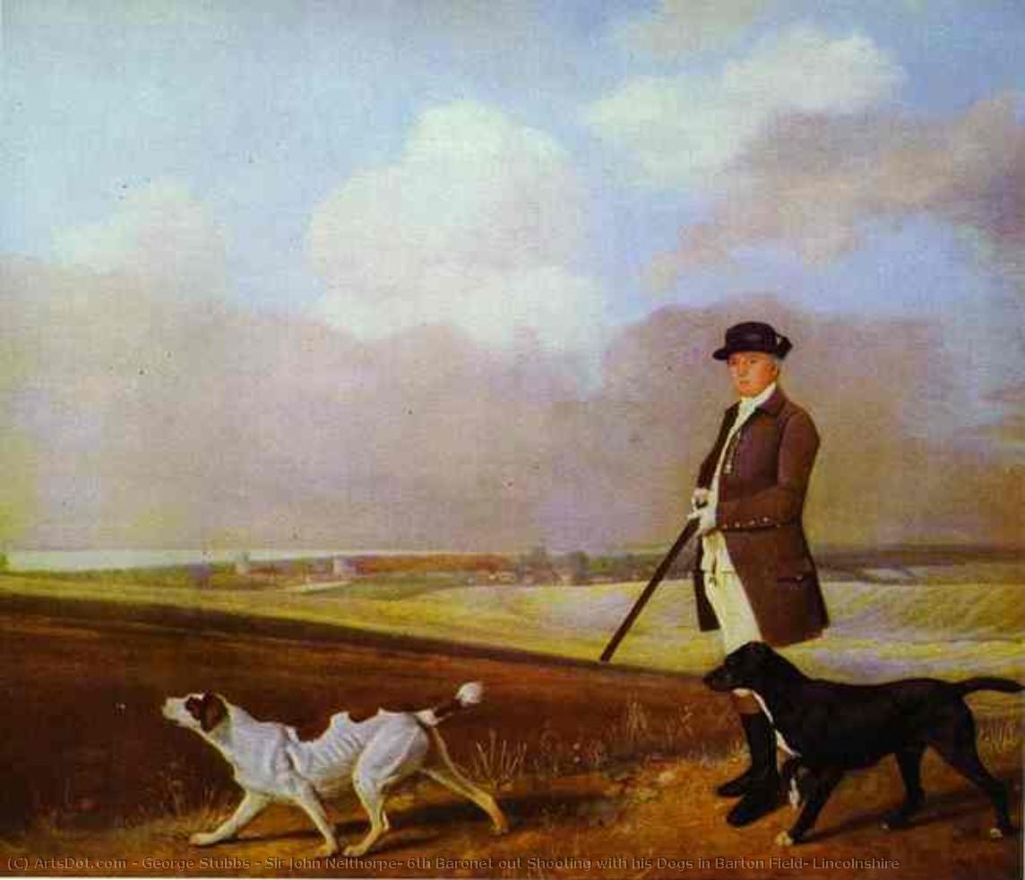 Sir John Nelthorpe, 6th Baronet Out Shooting With His Dogs In Barton Field, Lincolnshire — George Stubbs
