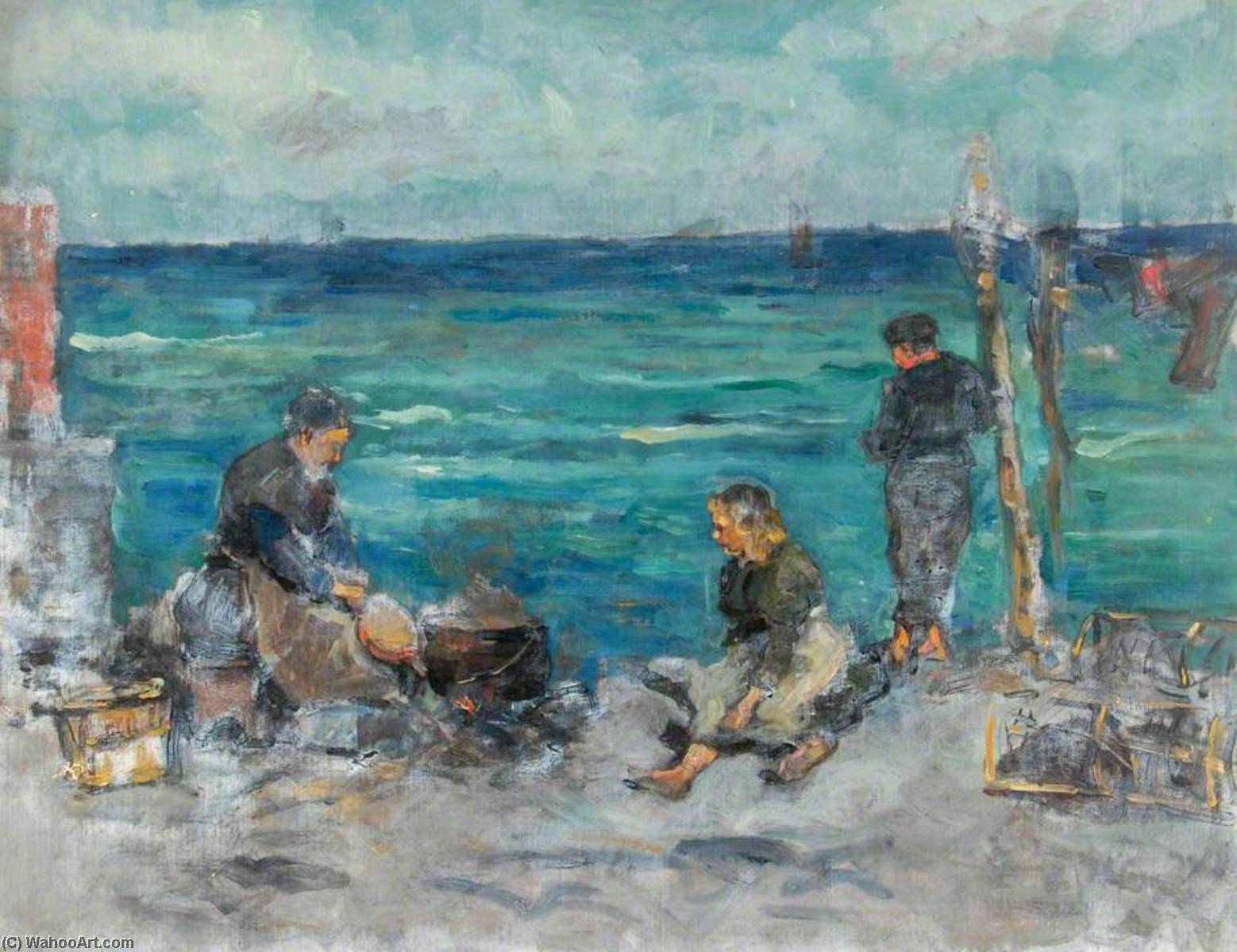 Seascape With Family — William Henry Charlton