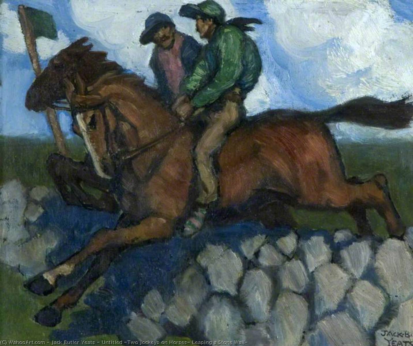 Untitled (two Jockeys On Horses, Leaping A Stone Wall) — Džek Batler Jits