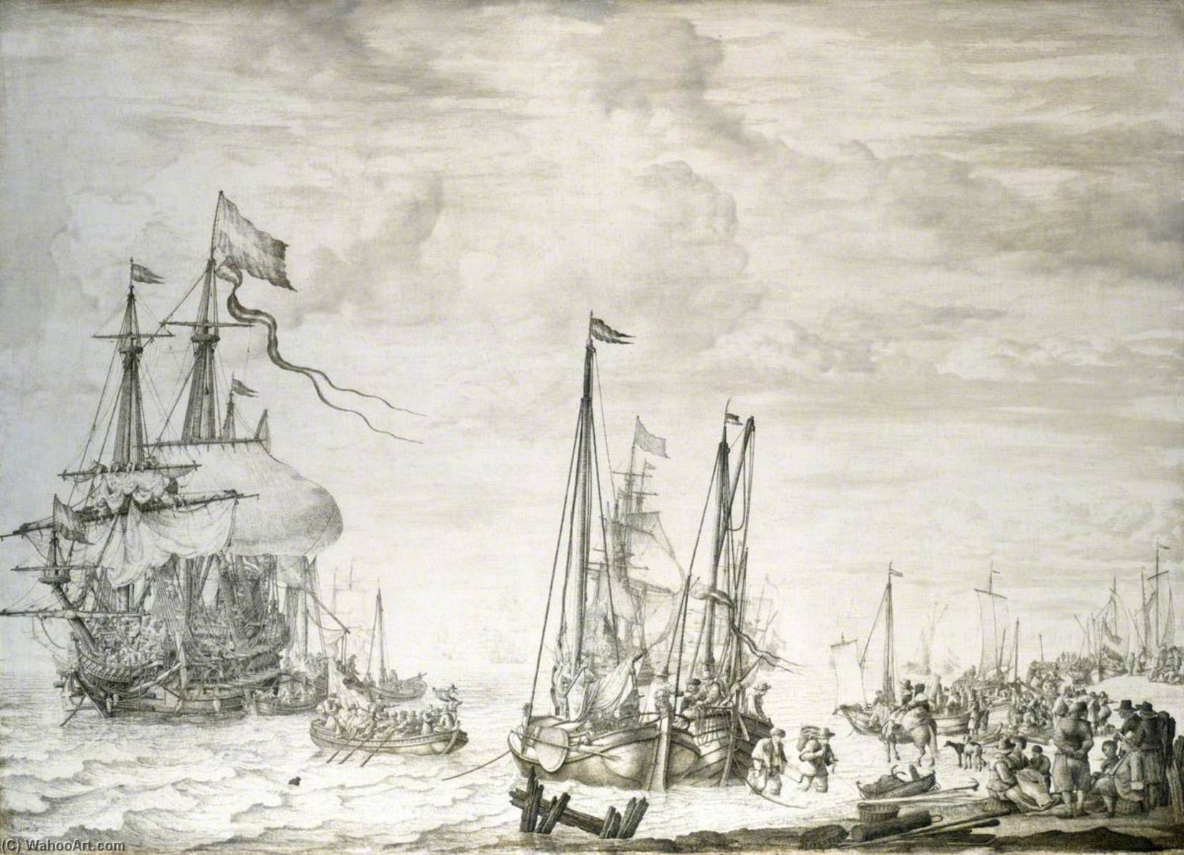 A Dutch Flagship, Thought To Be The 'eendracht' At Anchor Close In — Willem Van De Velde The Elder