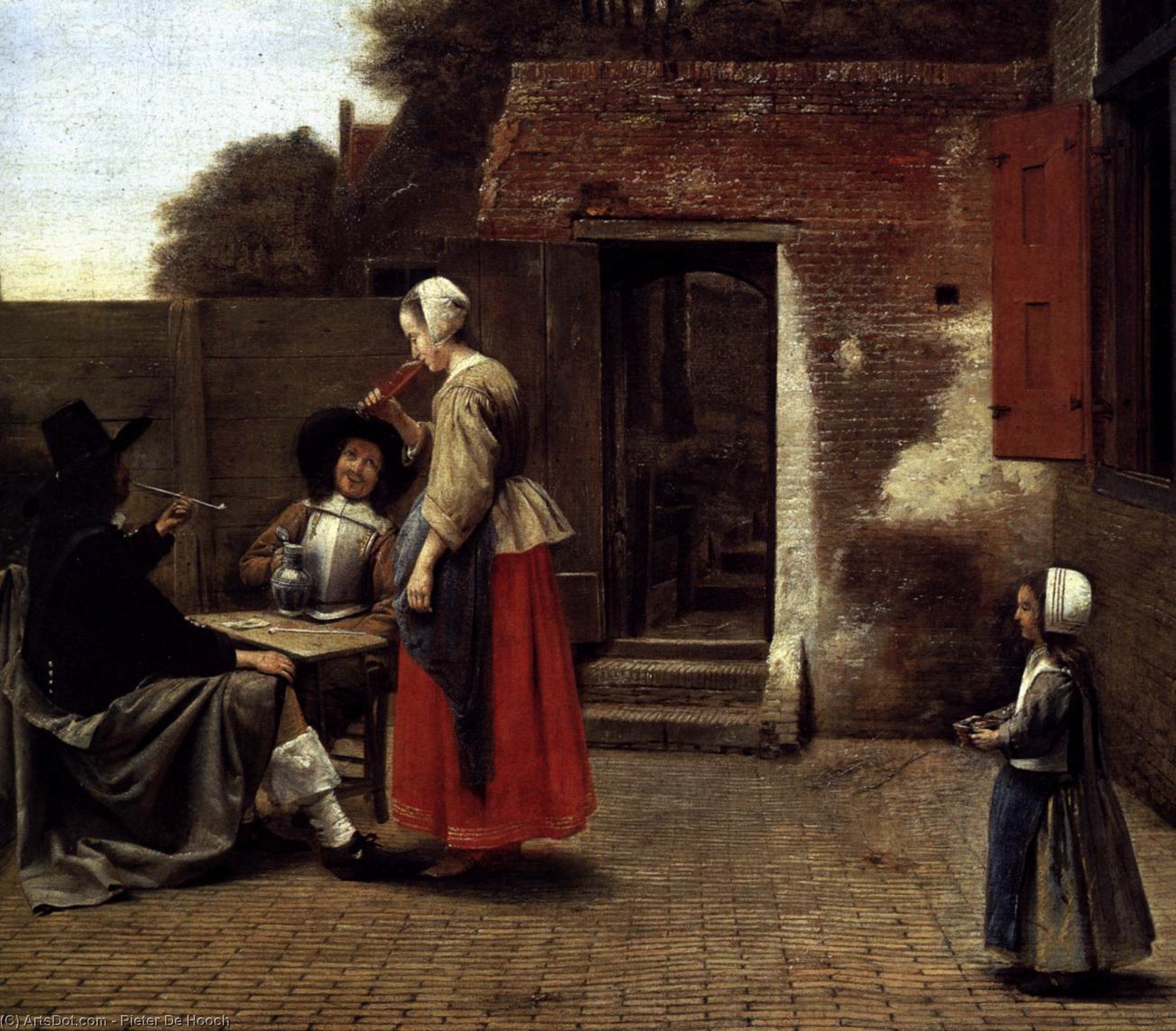 A Dutch Courtyard (detail) — Pieter De Hooch