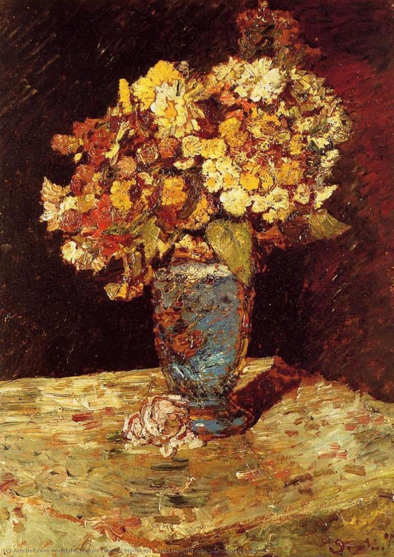 Still Life With Wild And Garden Flowers — アドルフ・モンティチェリ