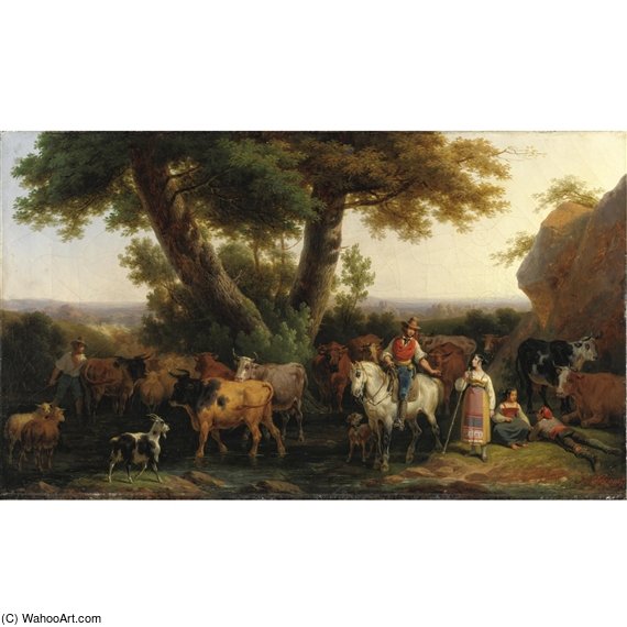 Paesaggio Pastorale Nella Campagna Romana — Charles Emile Hippolyte Lecomte Vernet