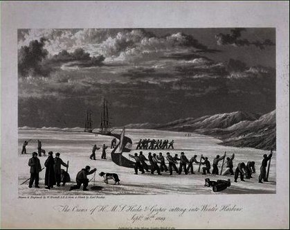 The Crews Of H.m.s. Hecla ^ Griper Cutting — William Westall