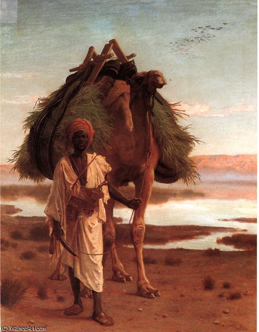Nubian Leading A Laden Camel Along The Banks Of The Nile — Frederick Goodall