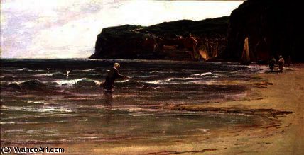 Coastal View With Woman Shrimping — Edwin Ellis