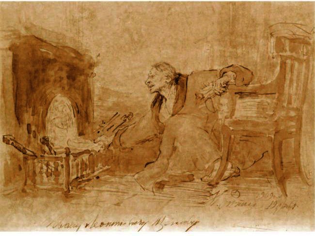 Man In A Dressing Gown Stoking A Fire — Ilya Yefimovich Repin
