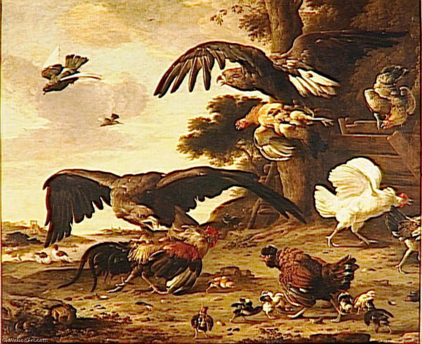 Aigles Attaquant Des Poules — Melchior De Hondecoetter