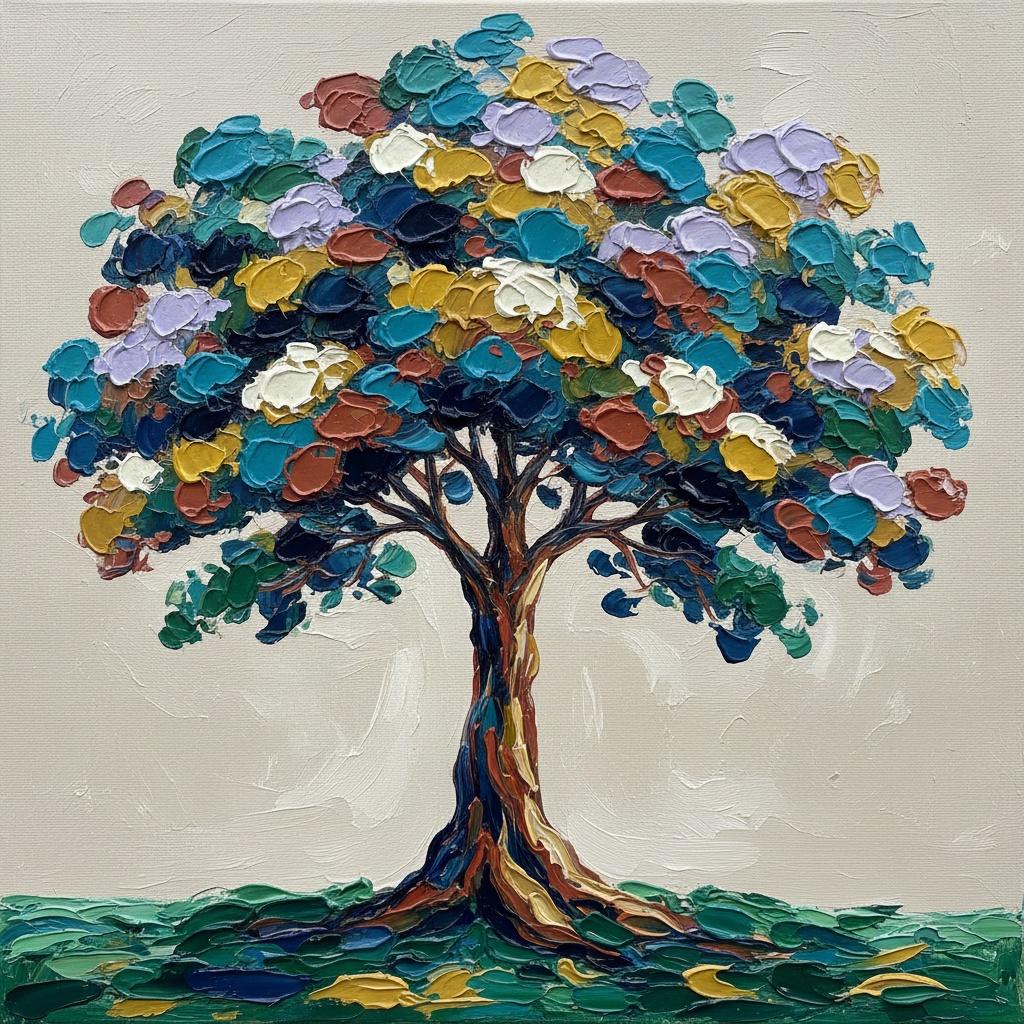 Ethereal Radial Growth: A Monolithic Study In Textured Teal And Ochre Impasto — Christian Noiret