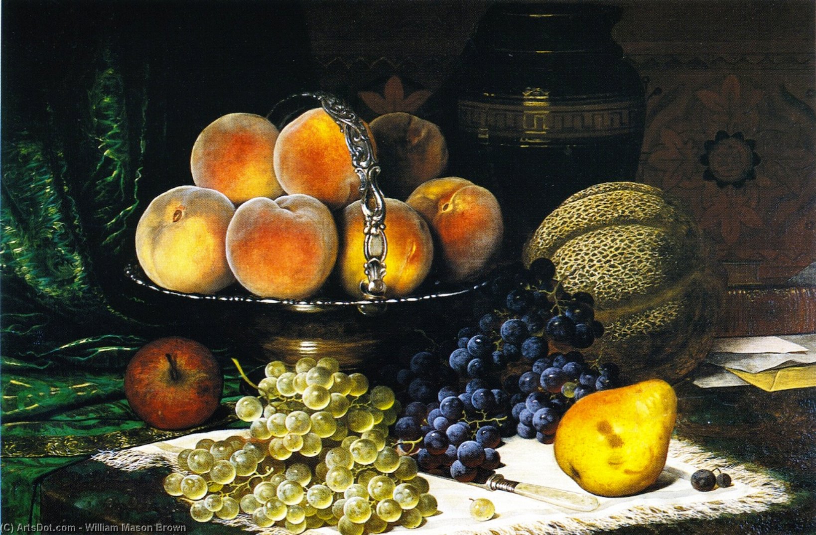 Still Life With Melon, Peaches, Books And Letrers — William Mason Brown