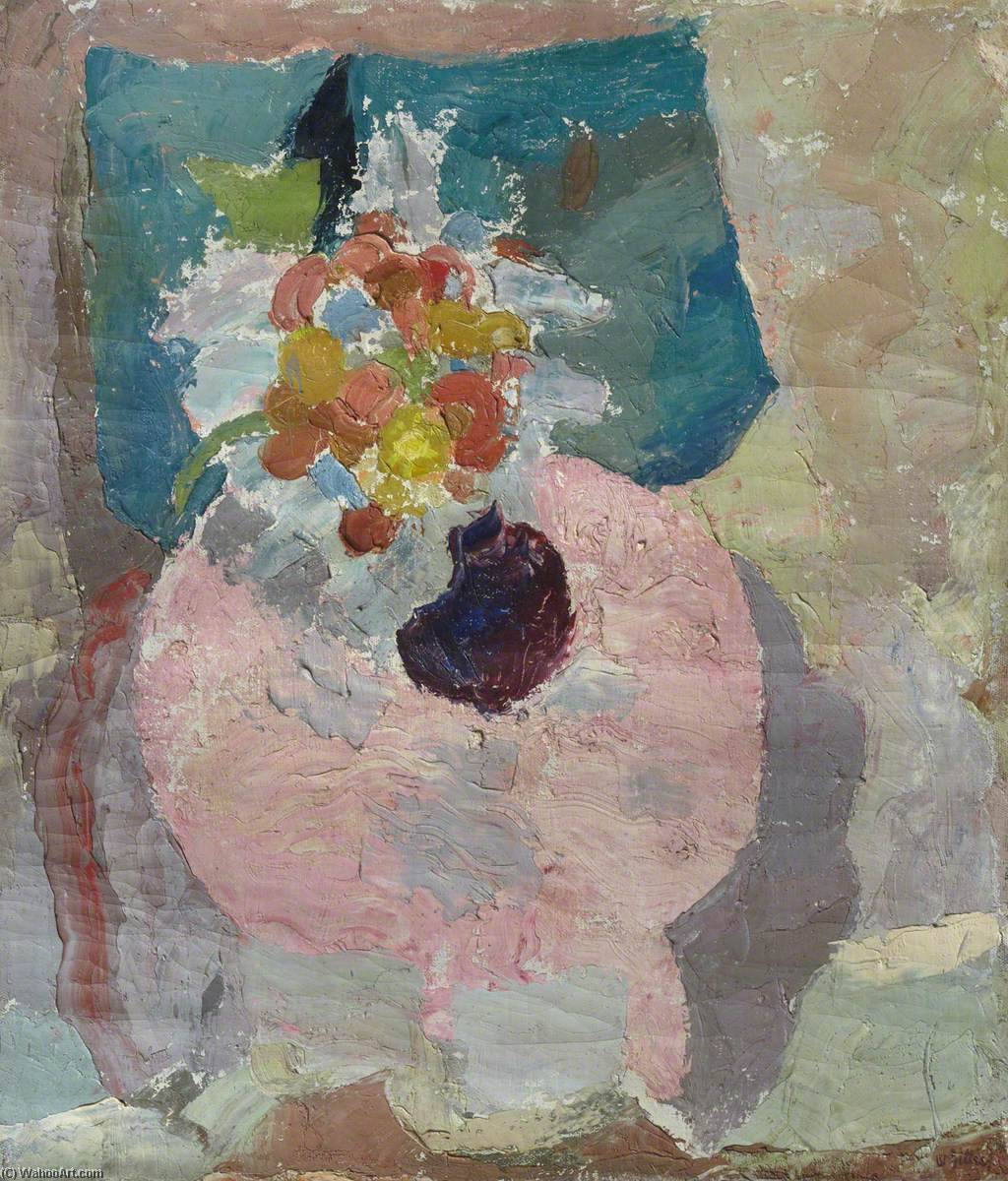 Vase Of Flowers On A Pink Tablecloth — Sir William George Gillies