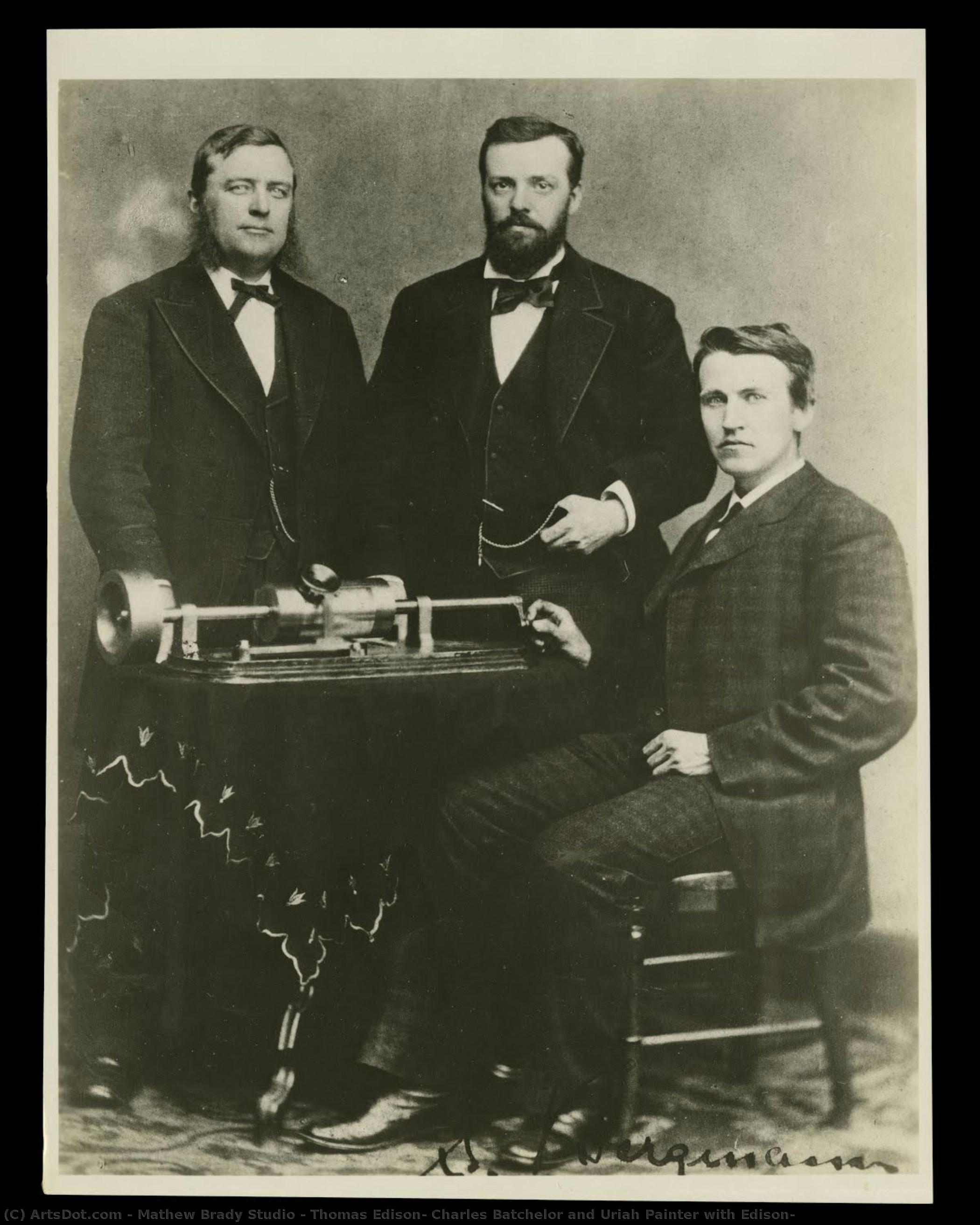 Thomas Edison, Charles Batchelor And Uriah Painter With Edison — Mathew Brady Studio