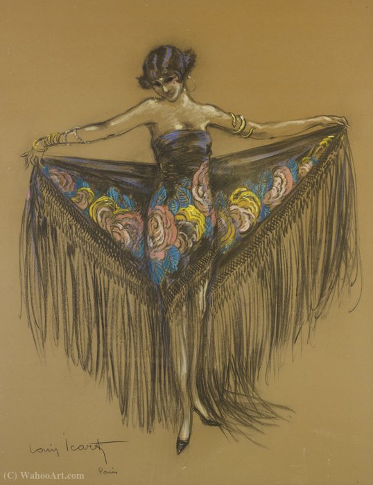 Woman In Spanish Shawl, (1925) — Louis Icart