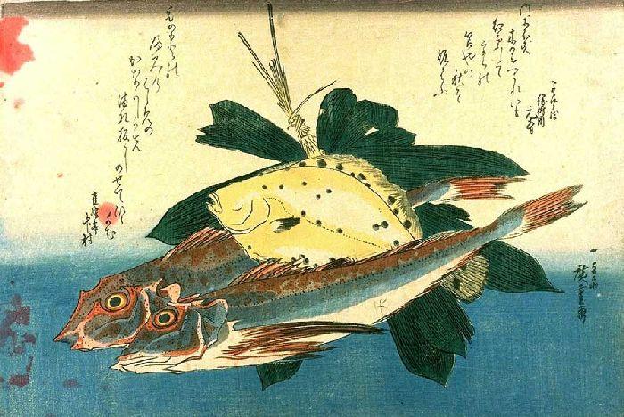 Two Gunnard And A Flounder — Андро Хиросиге
