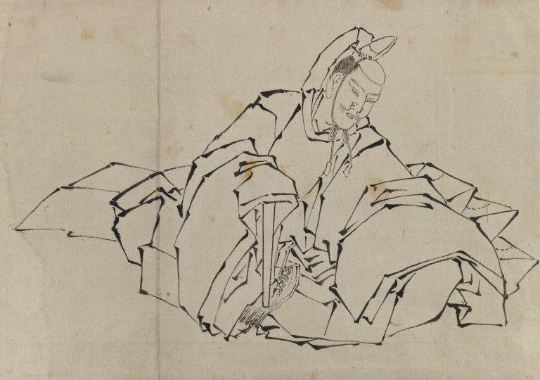 Drawing Of Seated Nobleman In Full Costume — Katsushika Hokusai