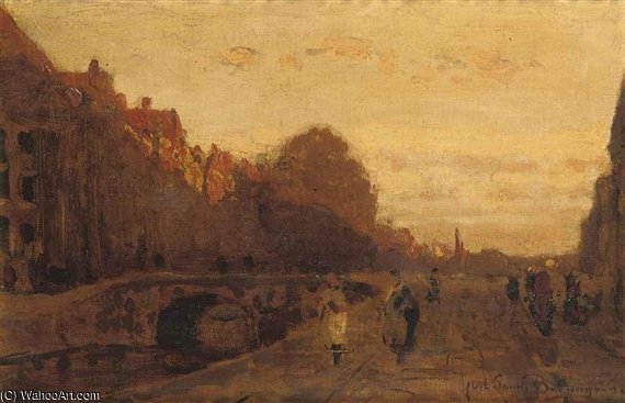The Spui At Sunset — Julius Jacobus Van De Sande Bakhuyzen