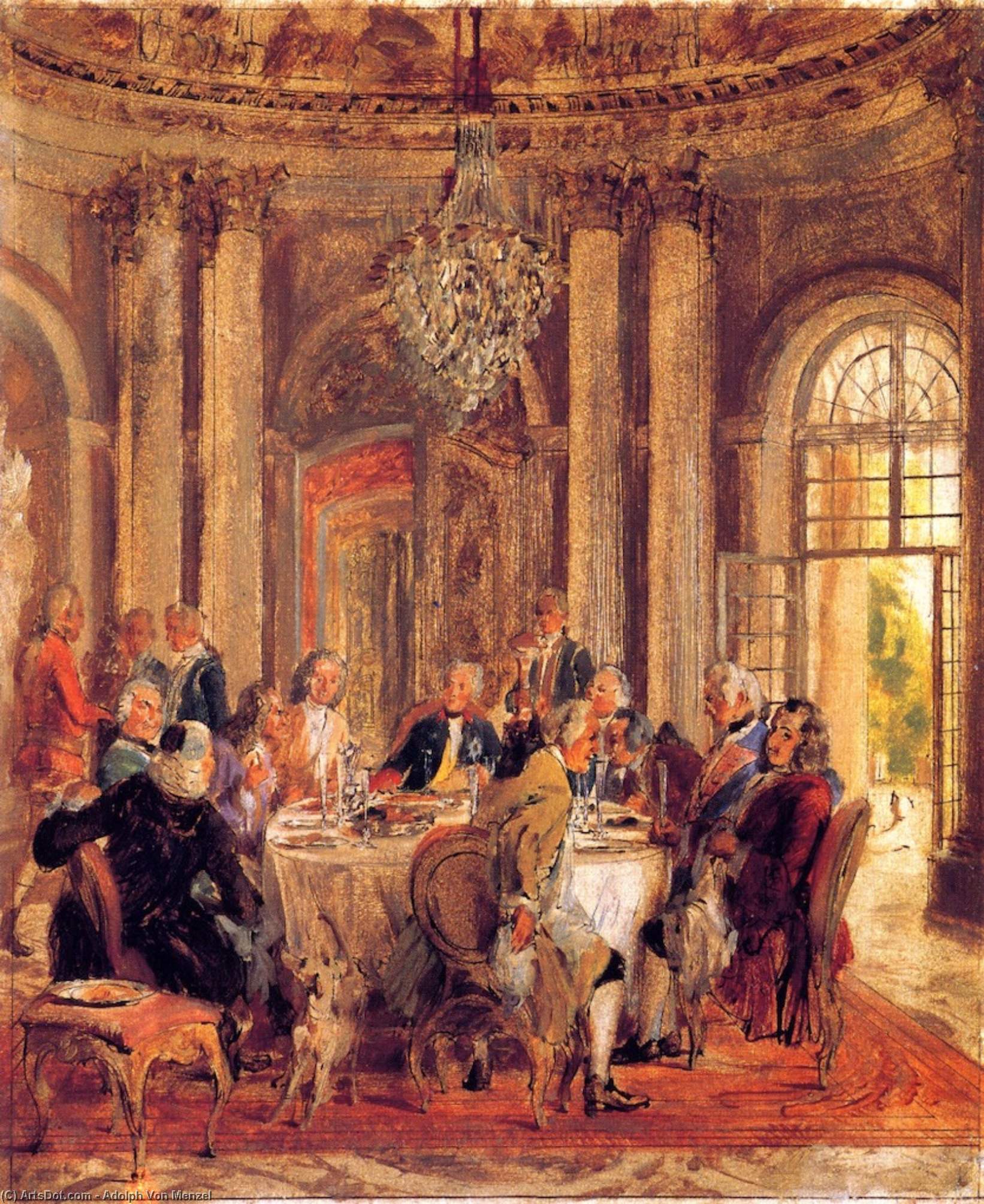 The Round Table Of Frederick Ii At Sanssouci (sketch) — Adolph Von Menzel