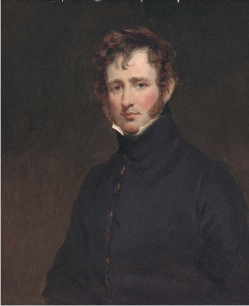 Portrait Of A Gentleman, Half-length, In A Black Coat And White Collar — George Henry Harlow