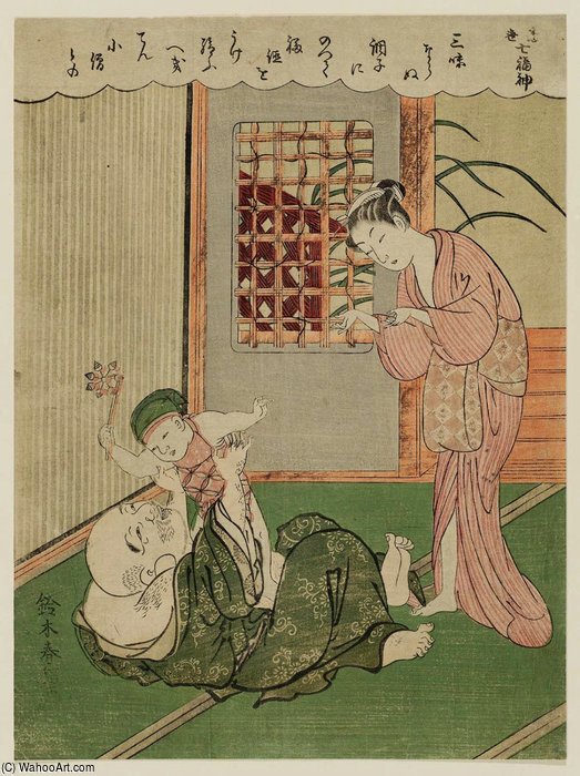 Hotei Playing With A Child — Suzuki Harunobu