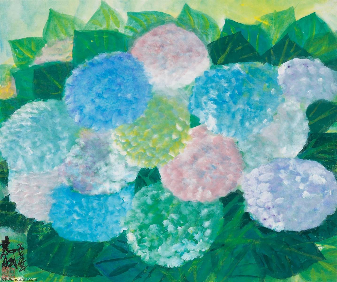 Hydrangea — Lin Fengmian Flying Geese Over The Lotus Pond