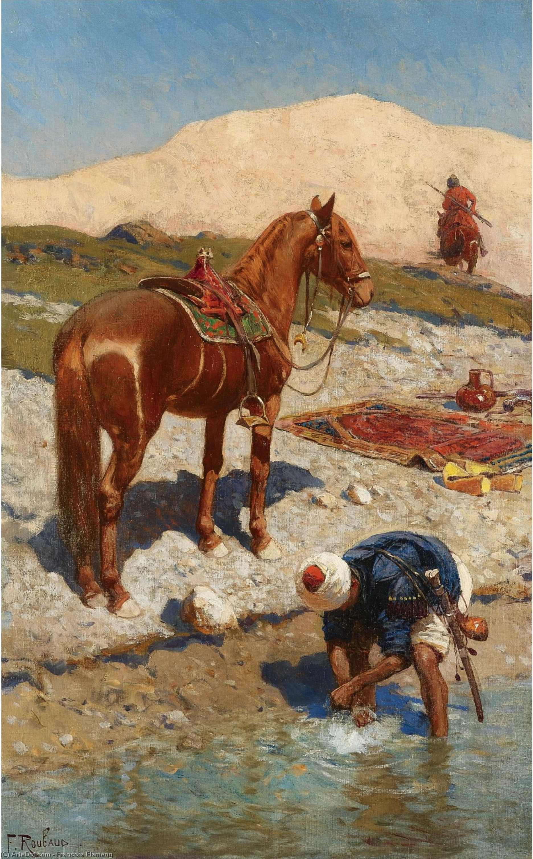 Riverside Camp — François Flameng