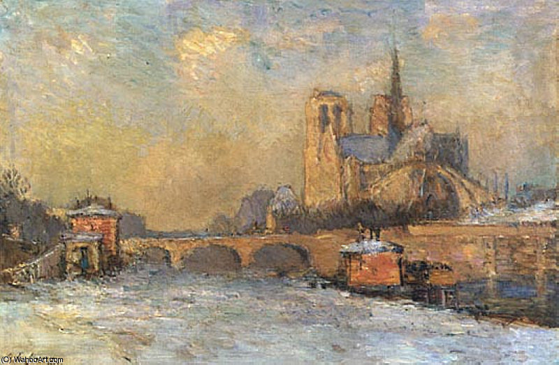 The Quay De La Tounelle And Notre Dame Paris — Albert-charles Lebourg