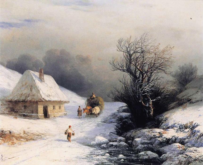 Little Russian Ox Cart In Winter — Ivan Konstantinovich Aivazovsky